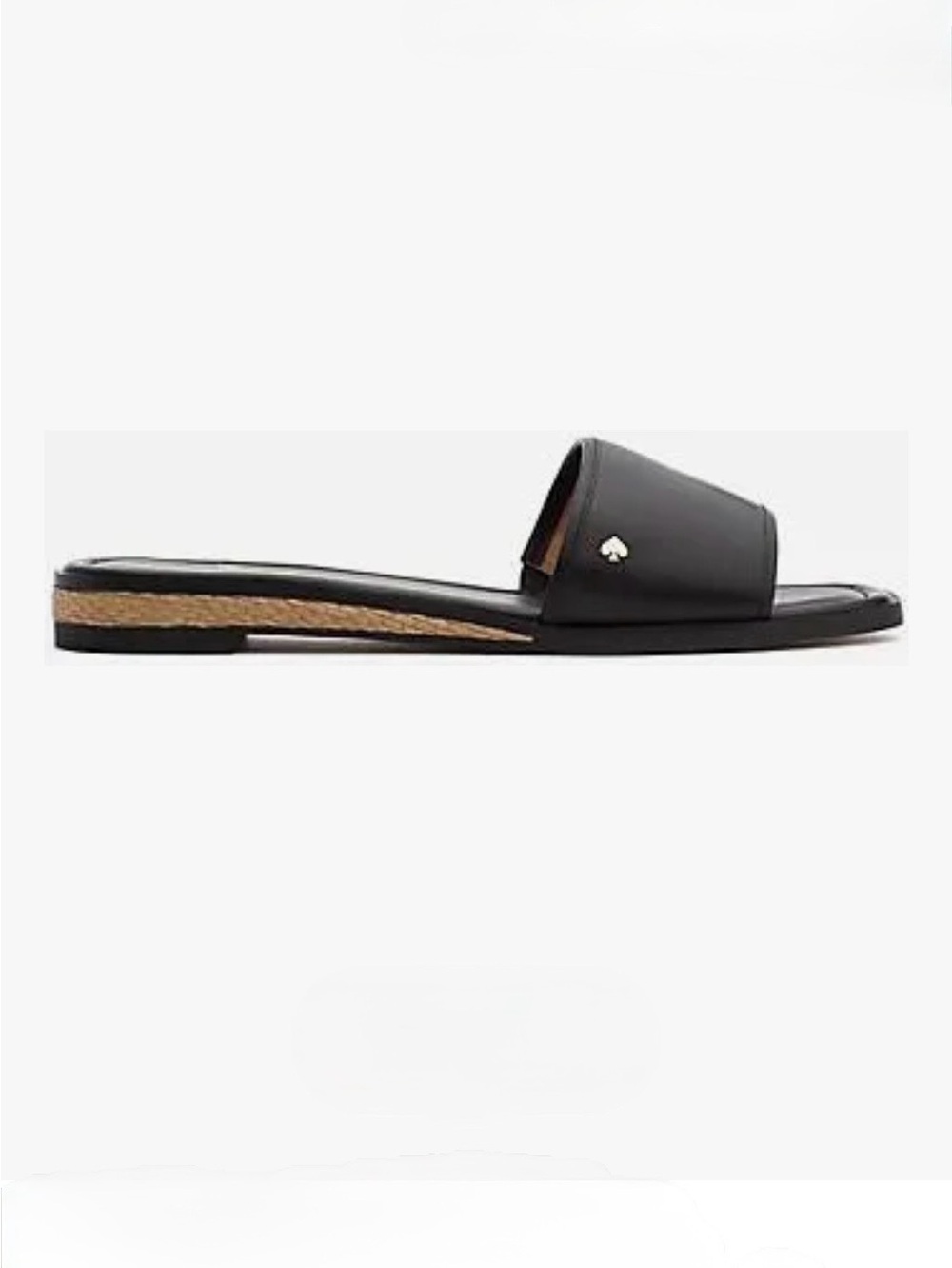 Kate Spade NY Palm Cove Slide Sandals Black Napa Leather Gold Spade Accent-9